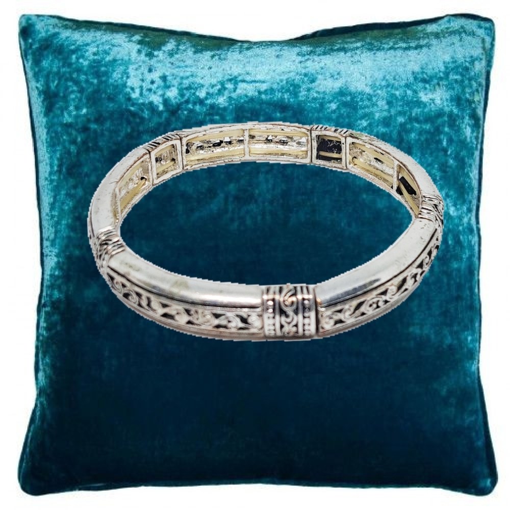 Silver Tone Slip-on Stretchy Bracelet